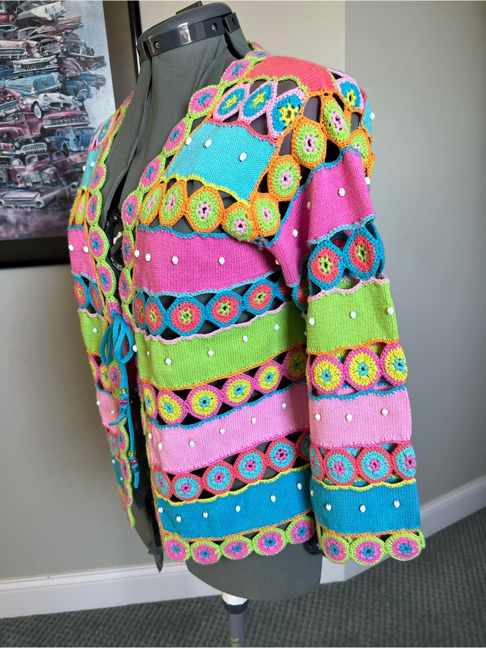 Rare design options Colorful
crochet Open Crochet Sweater cardigan - Picture 3 of 7